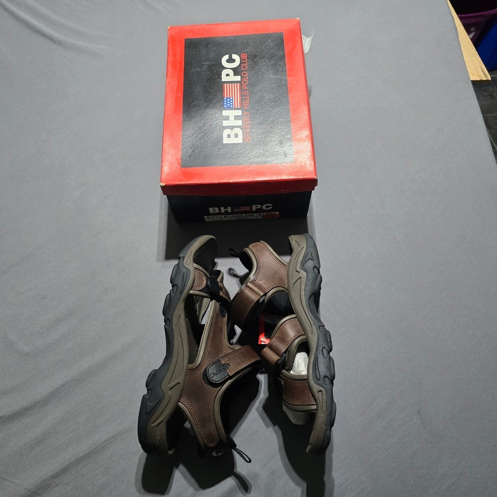 Beverly Hills Polo Club Sport Sandals Mens 13 Dark Brown 22082 Adjustable Straps